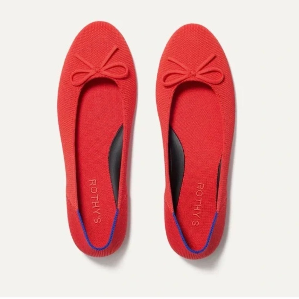 Rothy's Vibrant Red Flats with Bow Detail